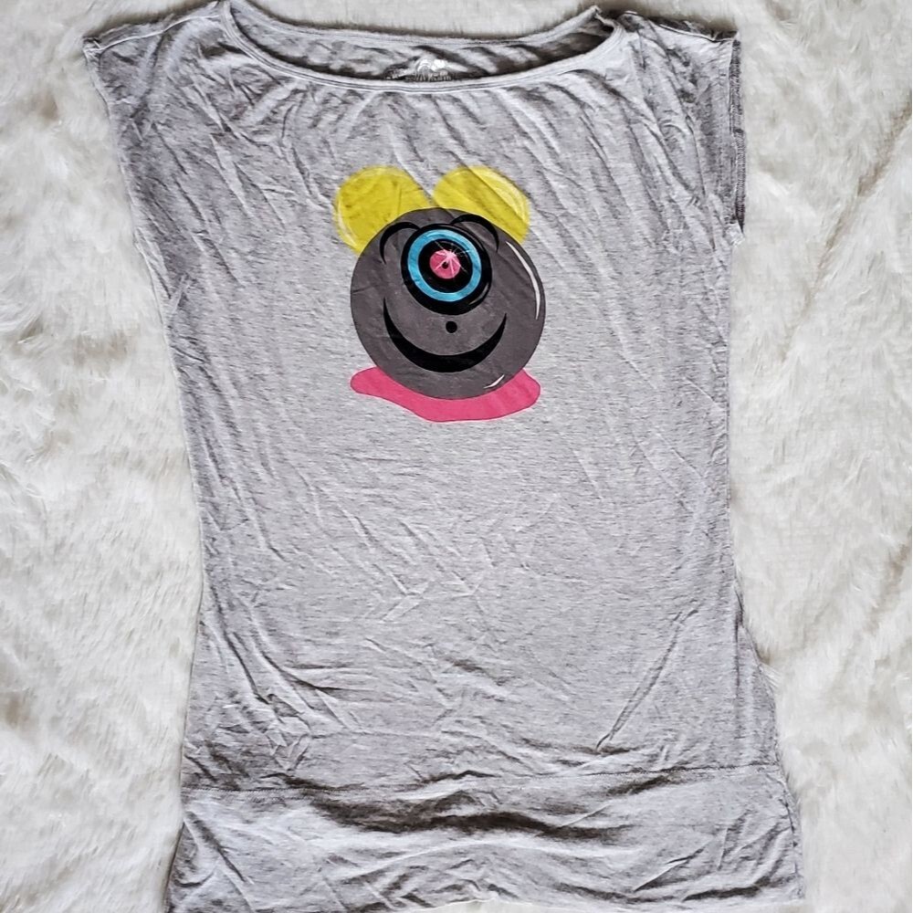 Kira Plastinina Y2K Gray Round Robot Monster Tee Shirt Size S